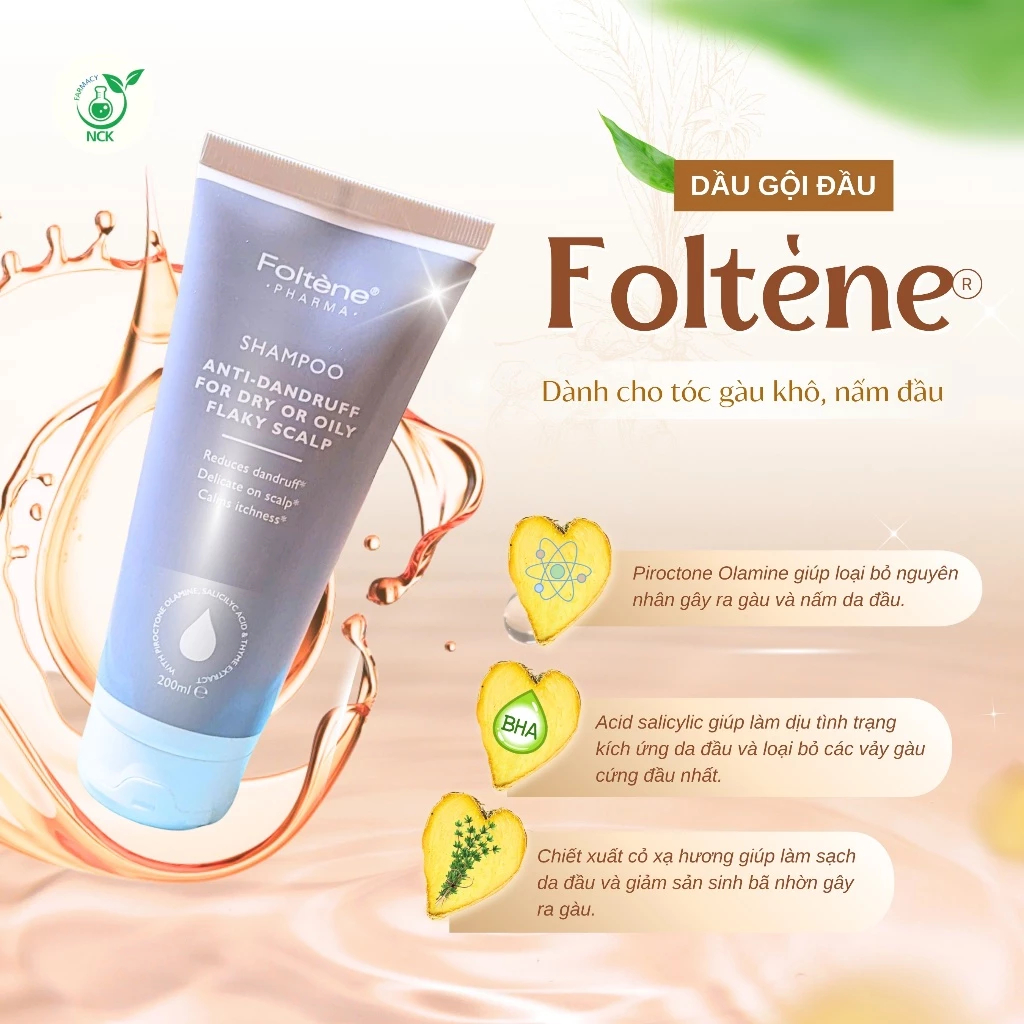 Dầu Gội Đầu Foltene Pharma Sạch Gàu Và Ngứa Da Đầu, Dầu Gội Giúp Giảm Nấm Da Đầu, Giúp Tóc Chắc Khoẻ