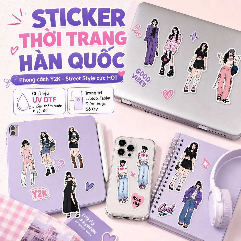 Sticker A4 UV DTF Chống Nước | Dán Laptop, Tablet, Điện Thoại, Vở Học Sinh, Phụ Kiện Cá Nhân Hot Trend