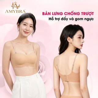 [ AMYBRA NEW ] Áo Ngực Nữ Đúc Su Gom Ngực Chống Bè – Áo Quây Ngang Nữ Không Gọng Đệm Mỏng 1.5Cm Nâng V1 AMYBRA A979