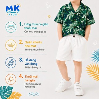 Set Bộ Bé Trai Forrest MK Kids Áo Sơ Mi Họa Tiết Mát Mẻ - Đi Chơi Đi Biển Mùa Hè - Chất Đũi Tơ 2-8 Tuổi
