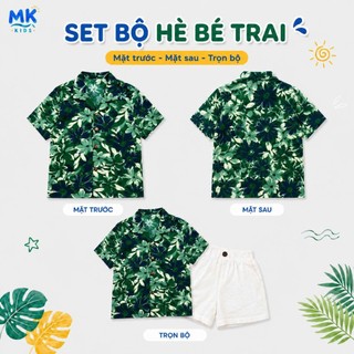 Set Bộ Bé Trai Forrest MK Kids Áo Sơ Mi Họa Tiết Mát Mẻ - Đi Chơi Đi Biển Mùa Hè - Chất Đũi Tơ 2-8 Tuổi