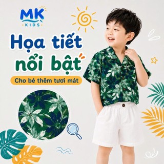 Set Bộ Bé Trai Forrest MK Kids Áo Sơ Mi Họa Tiết Mát Mẻ - Đi Chơi Đi Biển Mùa Hè - Chất Đũi Tơ 2-8 Tuổi