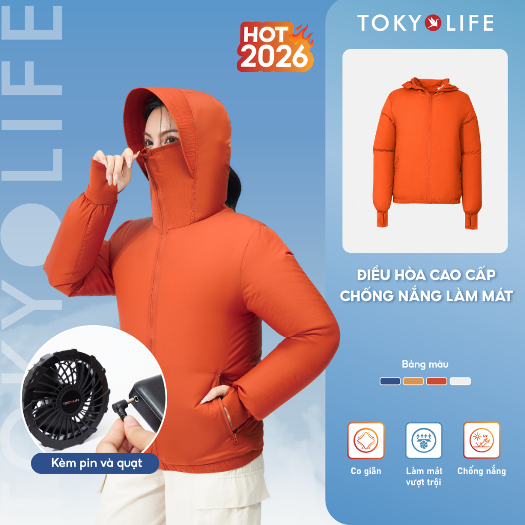 Combo Áo Khoác Gió Quạt Điều Hòa Pin Cao Cấp TOKYOLIFE Làm Mát Siêu Nhẹ Chống Nắng UPF 50+ Cho Nam Và Nữ 40001850