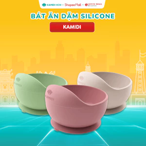 Bát Ăn Dặm Cho Bé Kamidi Silicon - Bát Ăn Dặm Đế Hít Chống Đổ Chống Trượt Chịu Nhiệt Tốt