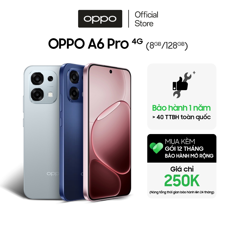Điện thoại OPPO A6 Pro 4G (8GB/128GB) có NFC, nhân bản ứng dụng, AI Camera