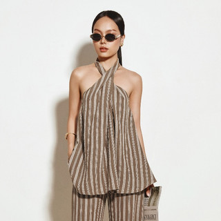 [N6] Set Đồ Nữ Alice Stripe Pants, Chất Vải Đũi Cotton Thoải Mái, WSB161, SOME HOW STORE