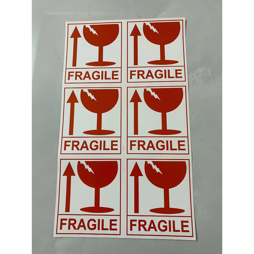 [100 TỜ] Nhãn Dán FRAGILE Hàng Dễ Vỡ - Tem Cảnh Báo Đóng Gói, Vận Chuyển An Toàn, Dễ Nhận Biết