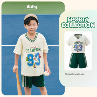 Set đồ bộ bé trai ILABY HCM phong cách thể thao cổ V vải Cotton co giãn thoáng mát [4034]