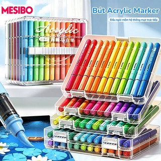 Acrylic Marker Set Vẽ Tranh Cho Bé Màu Đẹp Hộp 36/48/80 Màu Ngòi Brush Lông Mềm Mực Nhiều Không Lem