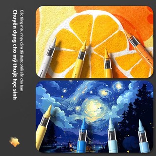 Acrylic Marker Set Vẽ Tranh Cho Bé Màu Đẹp Hộp 36/48/80 Màu Ngòi Brush Lông Mềm Mực Nhiều Không Lem
