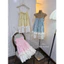 Đầm 2 dây babydoll kẻ phối ren tầng