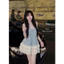 Đầm 2 dây babydoll kẻ phối ren tầng