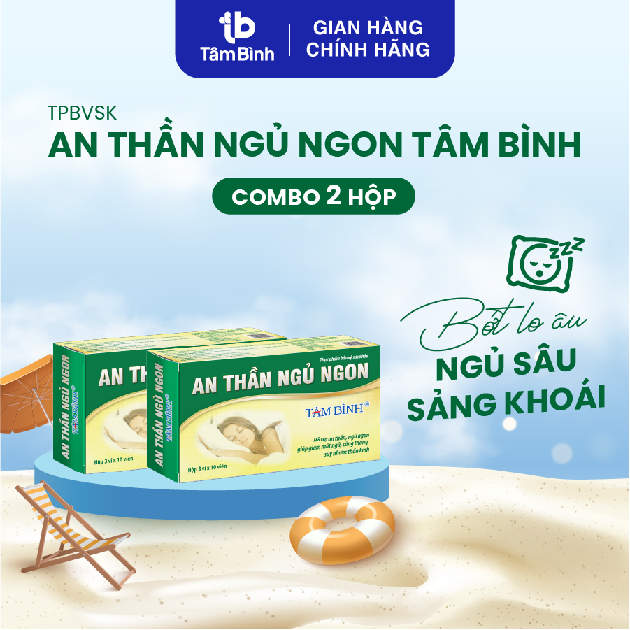 Combo 02 hộp 20 viên An thần ngủ ngon Tâm Bình - Hỗ trợ giảm mất ngủ, ngủ không sâu giấc, lo âu, căng thẳng