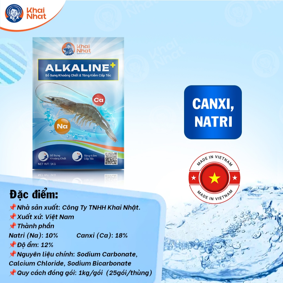 Khoáng Alkaline tạt tăng Kiềm, cần bằng pH trong nước - Chuyên dùng trong - Thủy sản (1kg/gói)