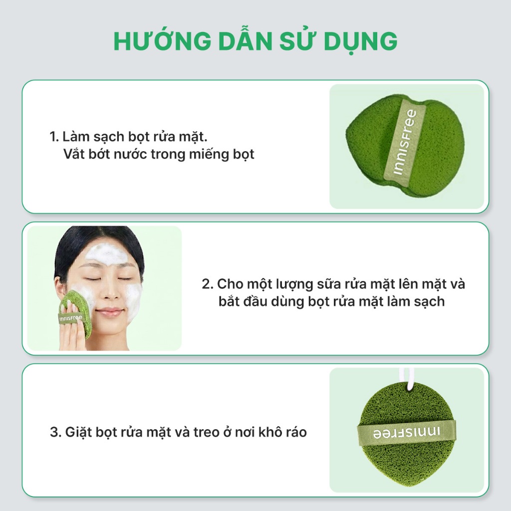 (Quà tặng không bán) Combo 2 mút bọt biển rửa mặt làm sạch sâu, dịu nhẹ cho mọi loại da INNISFREE