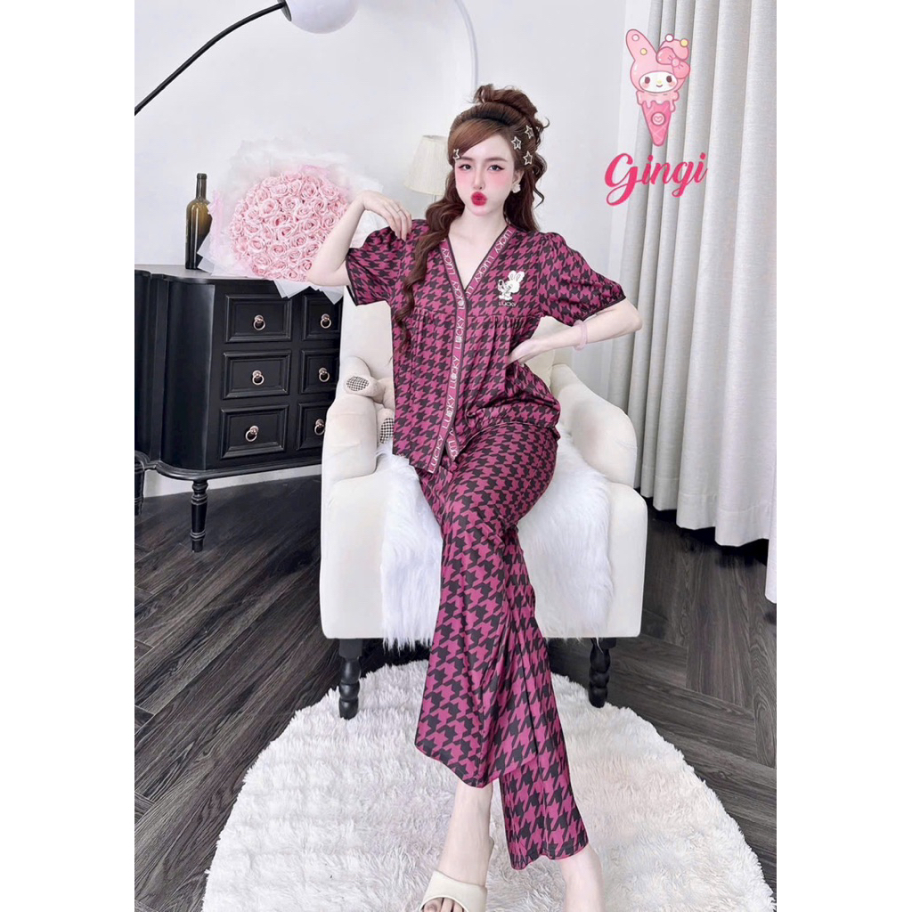[30/12/25]Tay ngắn quần dài cổ Y phom áo baby doll lụa latin mềm nhẹ mát