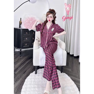 Tay ngắn quần dài cổ Y phom áo baby doll lụa latin mềm nhẹ mát