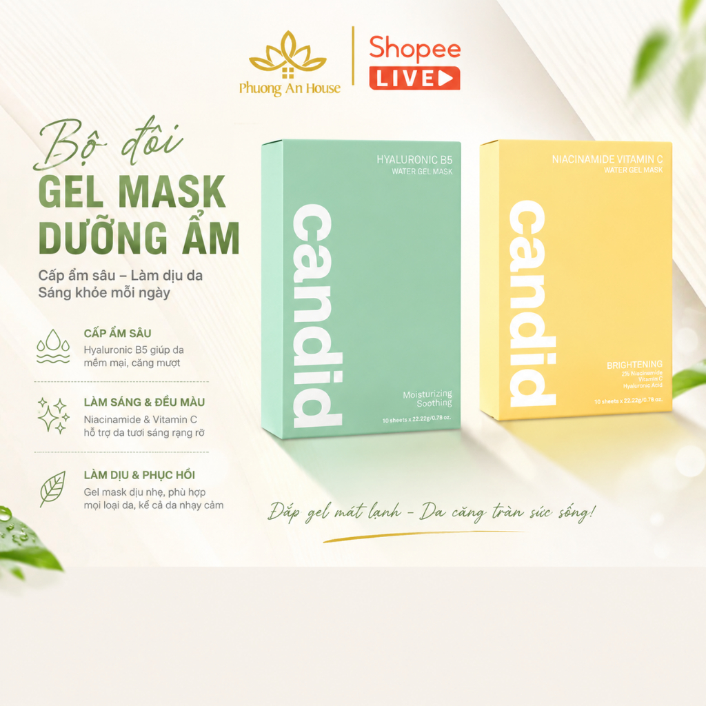 Mặt nạ Hyaluronic B5 Candid cấp ẩm chuyên sâu, làm dịu và hỗ trợ phục hồi, Miếng 22.22g - PAH