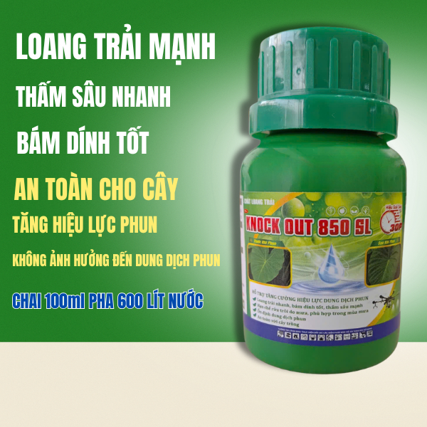 Knock Out 850SL 100ml hỗ trợ loang trải, bám dính, thấm sâu dung dịch phun cây trồng