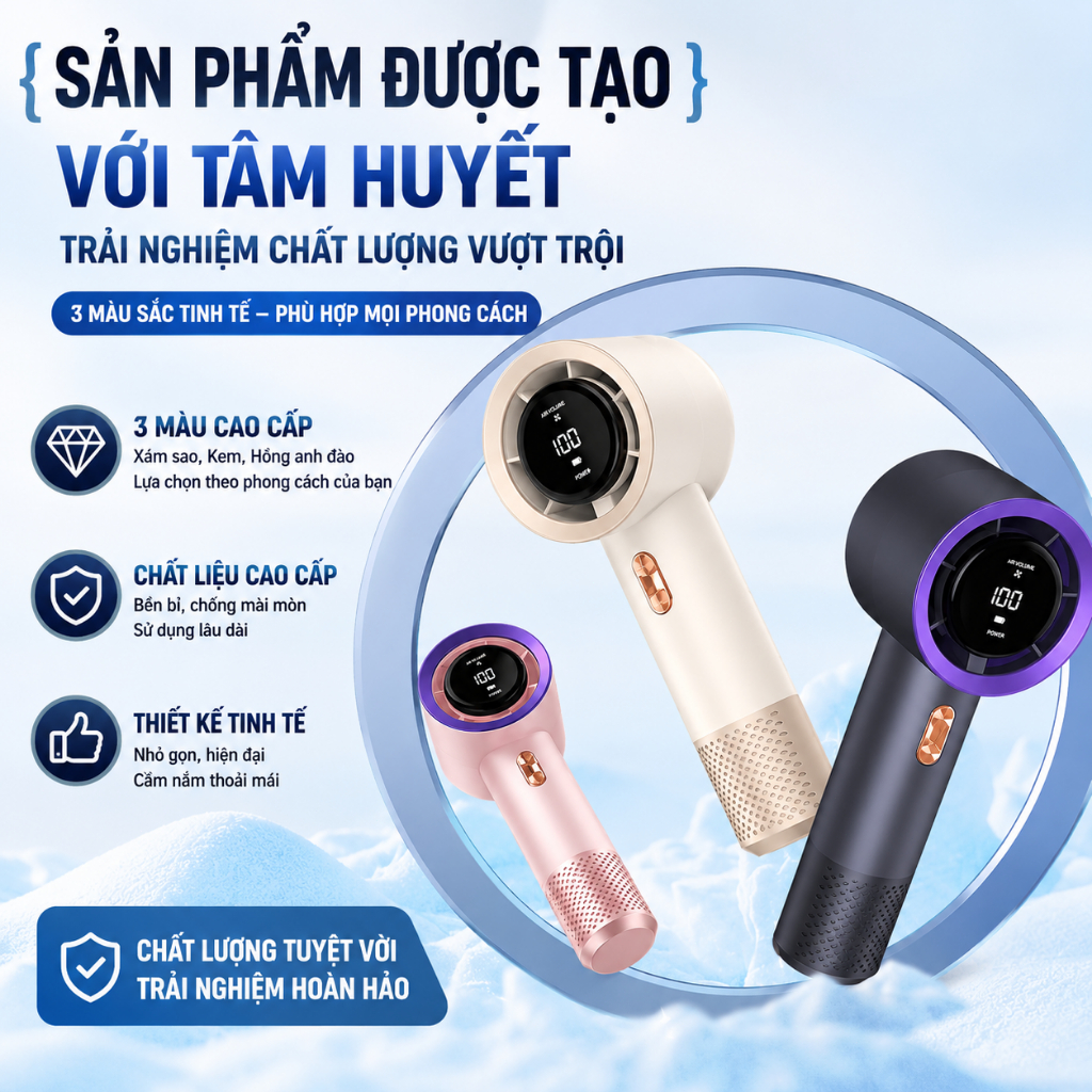 QUẠT CẦM TAY TURBO 2026 – 199 CẤP ĐỘ GIÓ, PIN 5000mAh, MÀN HÌNH LED, GÓI GỌN MẠNH MẼ – HomeEase – Đồ Nhà Xịn