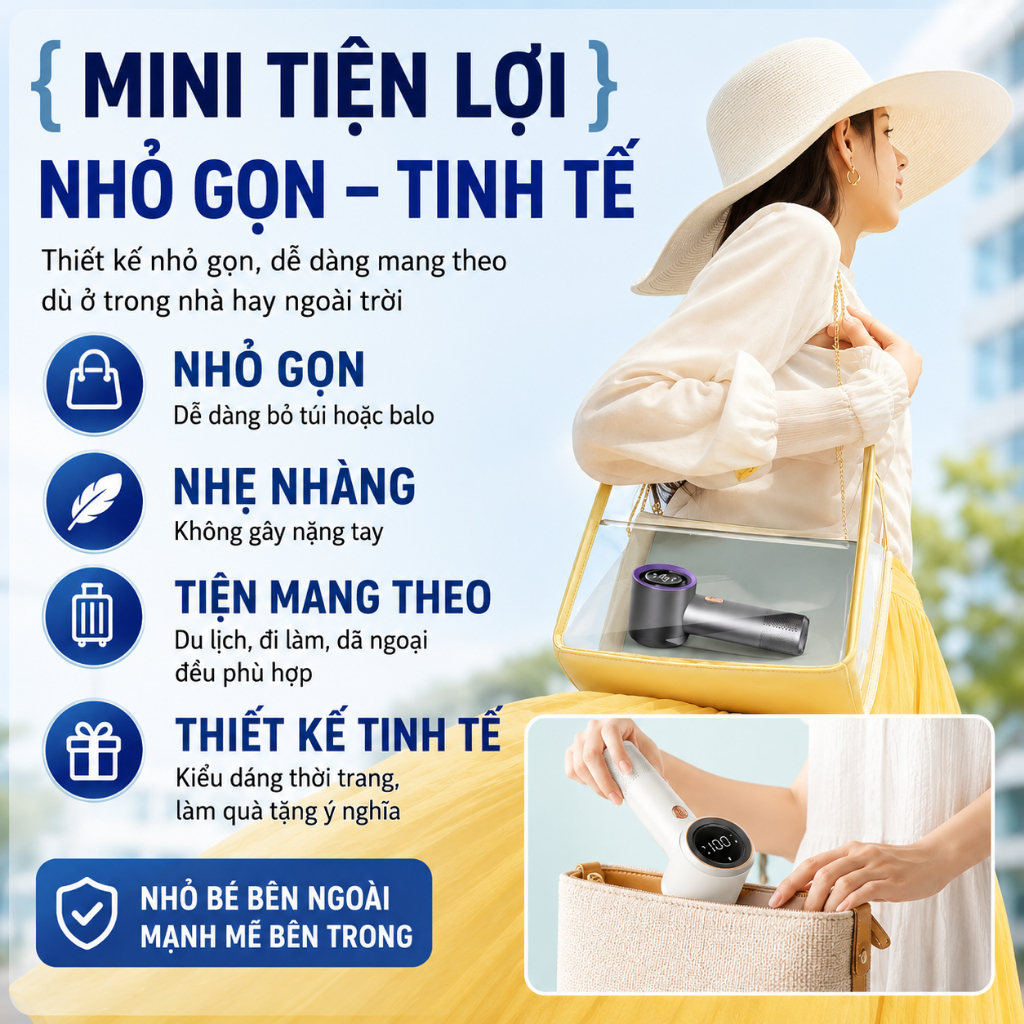 QUẠT CẦM TAY TURBO 2026 – 199 CẤP ĐỘ GIÓ, PIN 5000mAh, MÀN HÌNH LED, GÓI GỌN MẠNH MẼ – HomeEase – Đồ Nhà Xịn