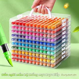 Bút Lông Màu Acrylic Marker Đầu Mềm Hộp Nhiều Màu Cho Học Sinh Dụng Cụ Mỹ Thuật Vẽ Tranh Không Lem