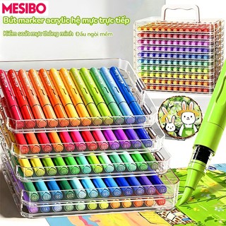 Bút Lông Màu Acrylic Marker Đầu Mềm Hộp Nhiều Màu Cho Học Sinh Dụng Cụ Mỹ Thuật Vẽ Tranh Không Lem