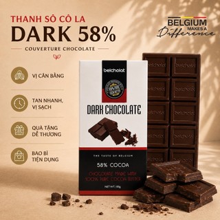 Socola Thanh Đen Belcholat 58% Cacao Dark Chocolate Belcholat Đắng dịu Quà tặng Chocolate cao cấp
