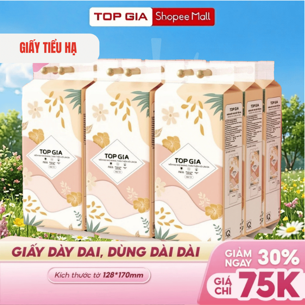 Khăn giấy vệ sinh treo tường Tiểu Hạ 1000 tờ làm từ bột gỗ thiên nhiên, an toàn, 6 bịch hoặc 10 bịch