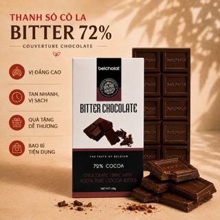 Socola Thanh Đen 72% Cacao Bitter Chocolate Belcholat Đậm Vị Cacao Quà Tặng Chocolate Cao Cấp