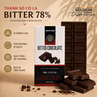 Thanh Socola Đen 78% Cacao Bitter Chocolate Belcholat Đắng Đậm Ít Ngọt Quà Tặng Cao Cấp