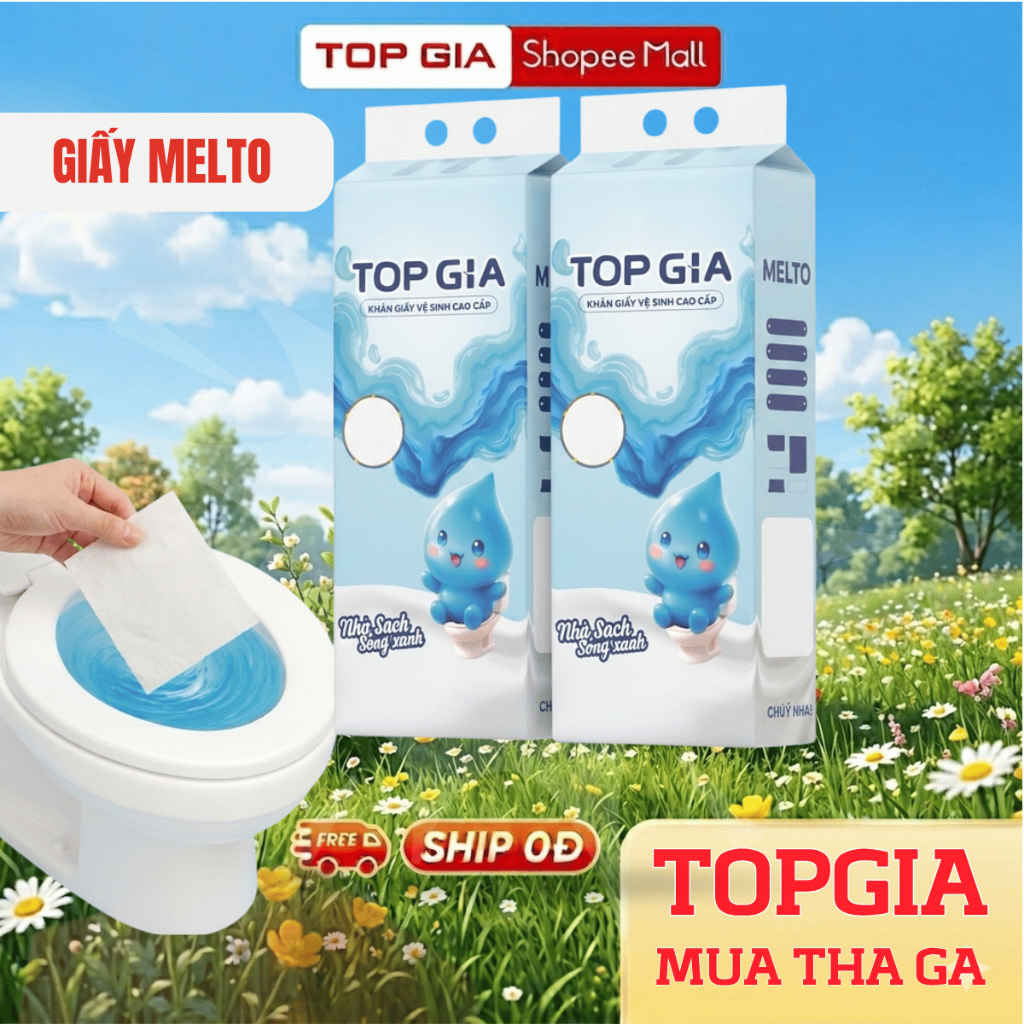 [1800 TỜ BẢN LỚN]Giấy vệ sinh treo tường TOPGIA Melto tan trong nước,mềm mịn tiện lợi, tránh tắc bồn cầu, hạn chế mùi