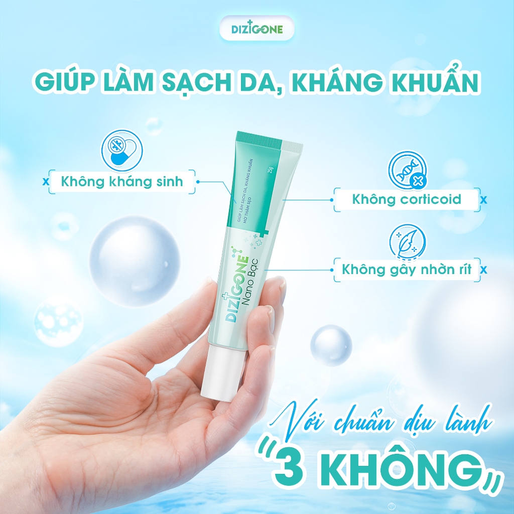 Kem DIZIGONE Nano Bạc - Tuýp 25g: Giúp làm sạch da, kháng khuẩn, làm dịu da, làm mờ vết thâm | BigBuy360 - bigbuy360.vn