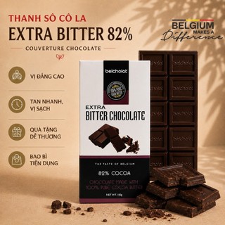 Socola Thanh Đen 82% Cacao Extra Bitter Belcholat Rất Ít Ngọt cacao đậm Quà Tặng Chocolate Cao Cấp