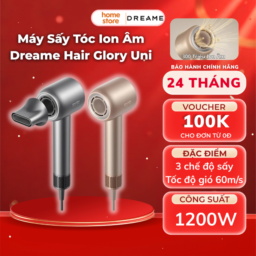 Máy Sấy Tóc Ion Âm Dreame Hair Glory Uni | Hỗ Trợ Hấp Thụ Tinh