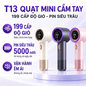 QUẠT CẦM TAY TURBO 2026 – 199 CẤP ĐỘ GIÓ, PIN 5000mAh, MÀN HÌNH LED, GÓI GỌN MẠNH MẼ – HomeEase – Đồ Nhà Xịn