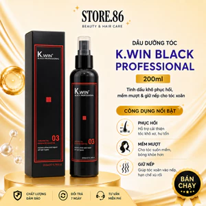Tinh Dầu Khô K.Win Black Professional 200ml | Dưỡng Tóc Mềm Mượt & Hỗ Trợ Tóc Xoăn Vào Nếp