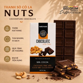 Socola Thanh Hạt Dinh Dưỡng 58% Cacao Belcholat Dark Chocolate Giòn Bùi Quà Tặng Cao Cấp