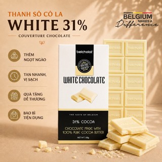 Socola Thanh Trắng White Chocolate Belcholat 31% Cacao Socola Trắng Quà Tặng Cao Cấp