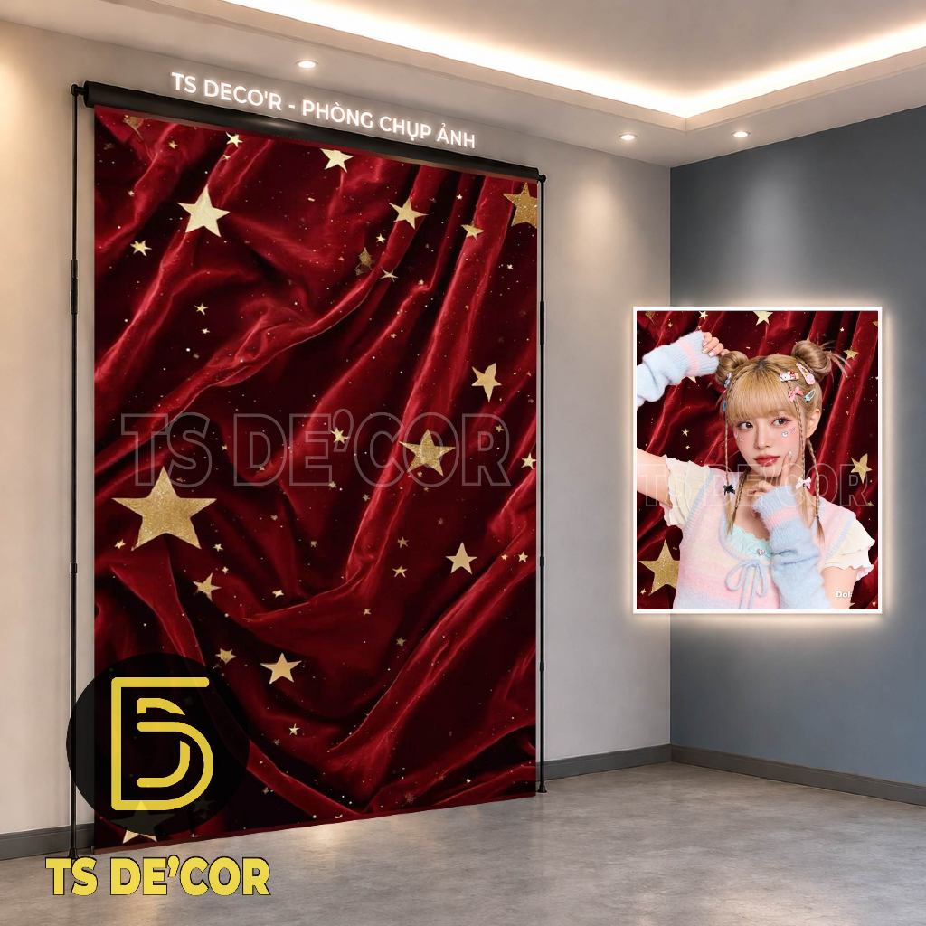 Phông Nền Chụp Ảnh Photobooth Mẫu Rèm Lụa Màu Sắc Lấp Lánh