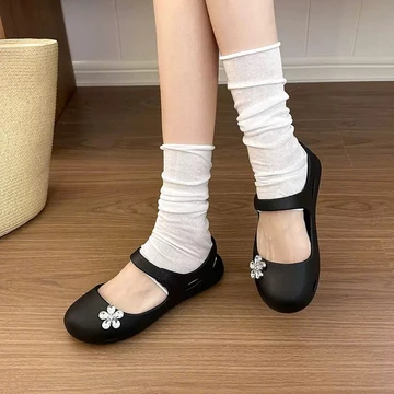 Dép Sục Nữ Gắn Charm Hoa, Dép Nữ Quai Hậu Mềm Nhẹ Chống Trượt Đi Học Đi Chơi Hot Trend