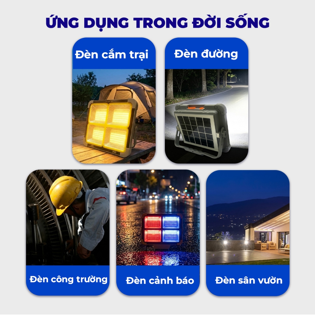 Đèn năng lượng mặt trời cầm tay 300W, đèn pha LED tích điện 4800mAh,đèn pha 4cụm led,chống nước IP66