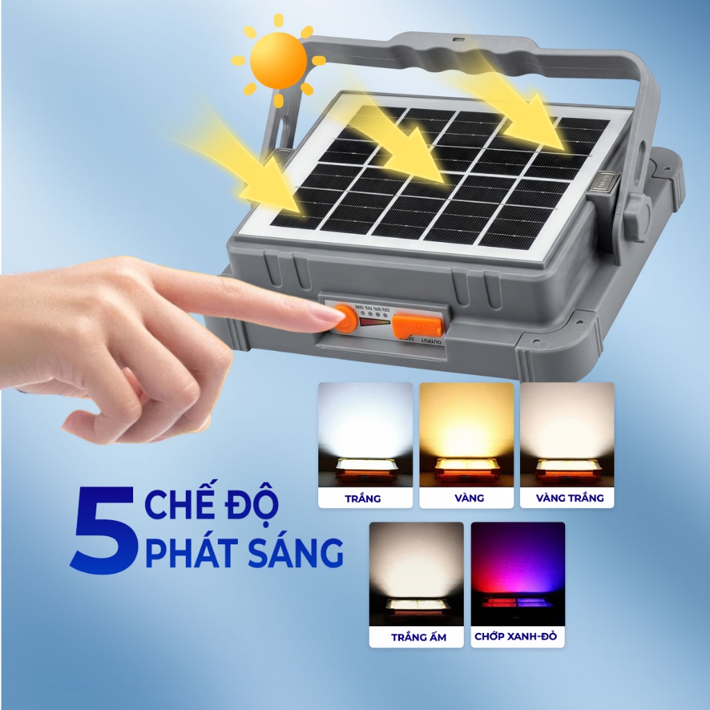 Đèn dự phòng Light Key A8-300, 300W - 4pin đèn năng lượng mặt trời,đèn pha tích điện,chống nước IP66