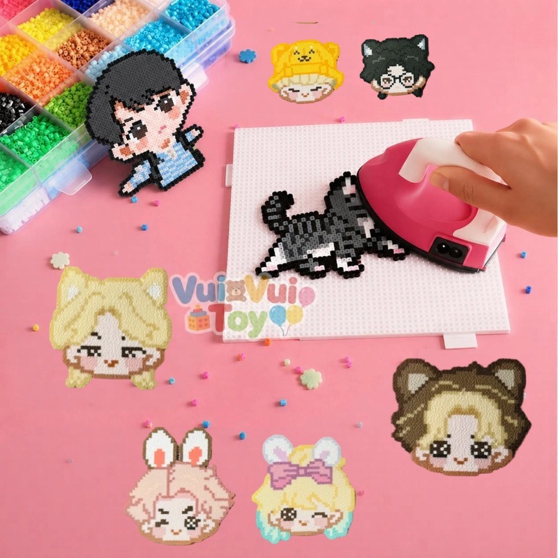 【Hàng có sẵn】Combo Hạt Xếp Perler Đầy Đủ Màu - Đồ Chơi DIY Sáng Tạo Cho Bé, Kèm Bàn Ủi & Hướng Dẫn