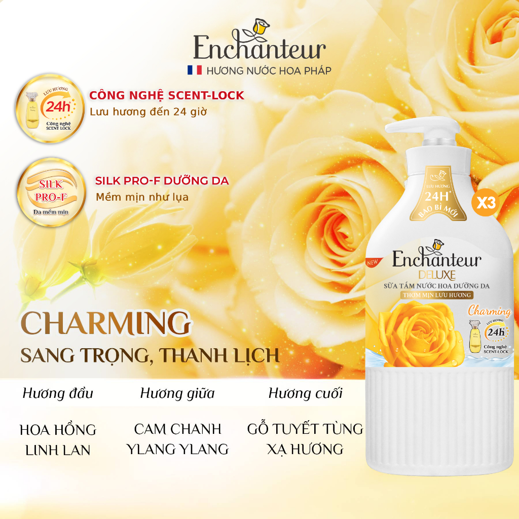 [SVIP] Sữa tắm hương nước hoa Pháp Enchanteur Deluxe 650g / 900g - Mềm mịn như lụa Lưu hương 24H