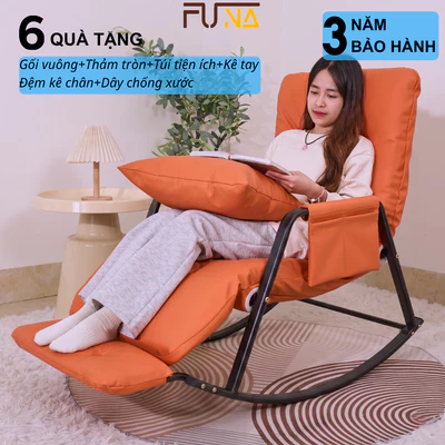 Ghế bập bênh FUNA 1 người ngồi đệm MEMORY tựa lưng và gác chân điều chỉnh 10 cấp độ, có gác chân đệm êm ái.