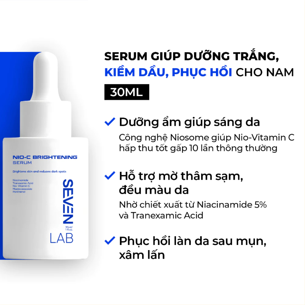 Serum Dưỡng Trắng Da SEVENLAB Dành Cho Nam Giới Giúp Mờ Thâm Bảo Vệ Da Mụn Vượt Trội 30ml