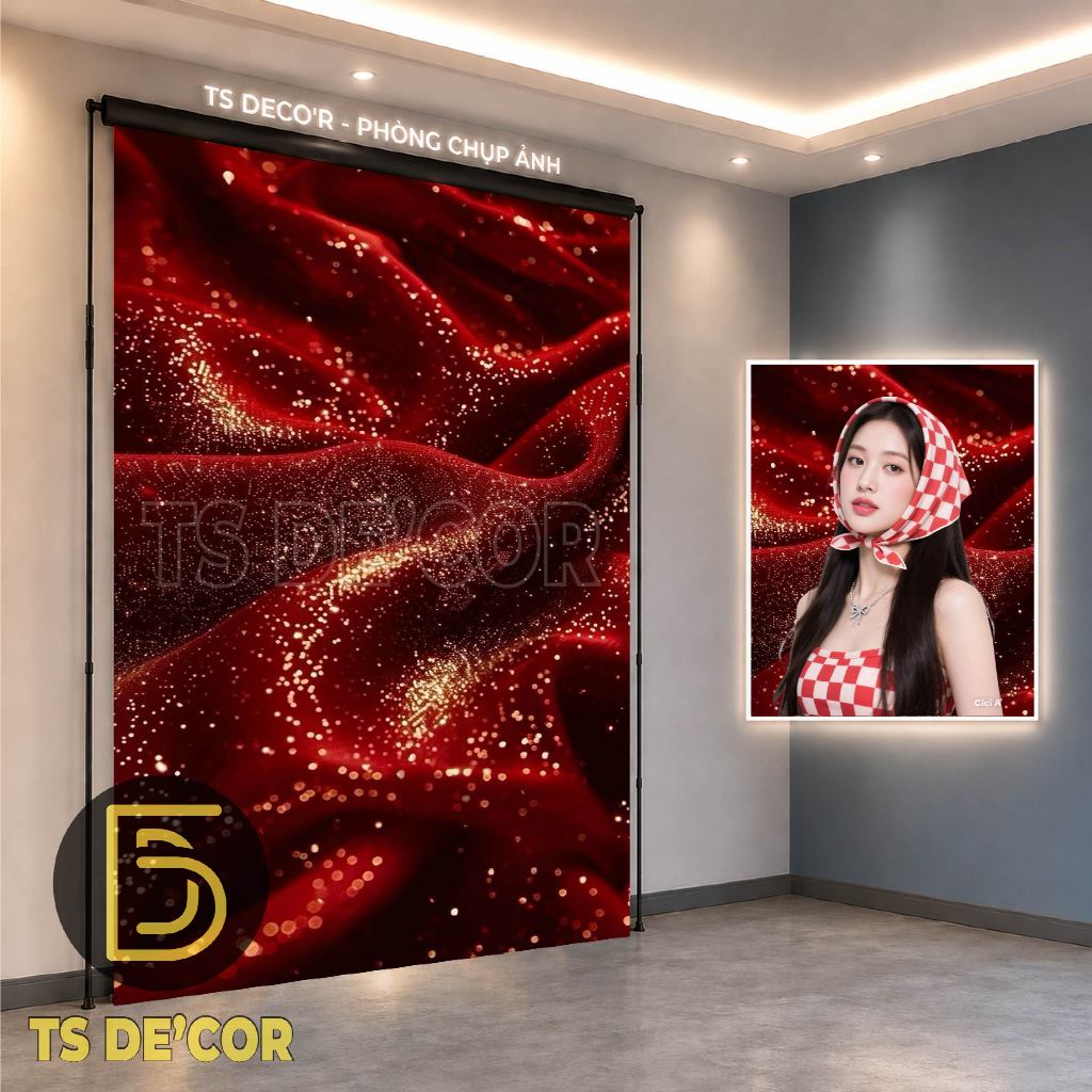 Phông Nền Chụp Ảnh Photobooth Mẫu Rèm Lụa Màu Sắc Lấp Lánh
