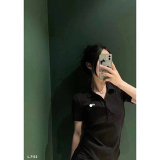Áo Polo tăm thêu cá sấu đen trắng