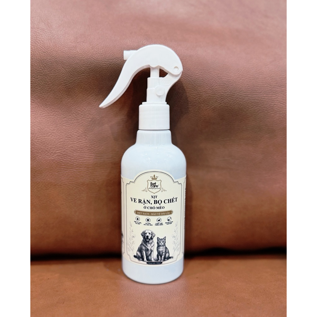 XỊT VE RẬN BỌ CHÉT CHO CHÓ MÈO Pet Care 300ML an toàn lành tính hiệu quả trong 48-72 giờ
